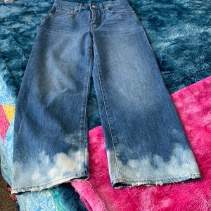 Madewell jeans, slim wide leg crop,  tie dye on the cuffs. Size 28.